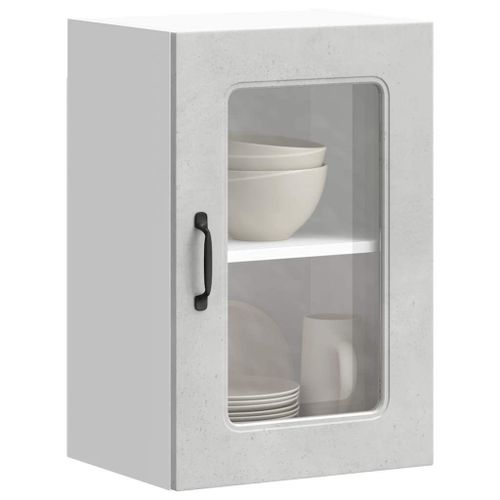 Vidaxl Armoire Murale De Cuisine Avec Porte En Verre Kalmar Gris Béton