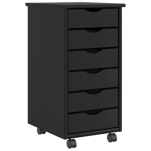 Vidaxl Armoire Roulante Avec Tiroirs Moss Noir Bois De Pin Solide