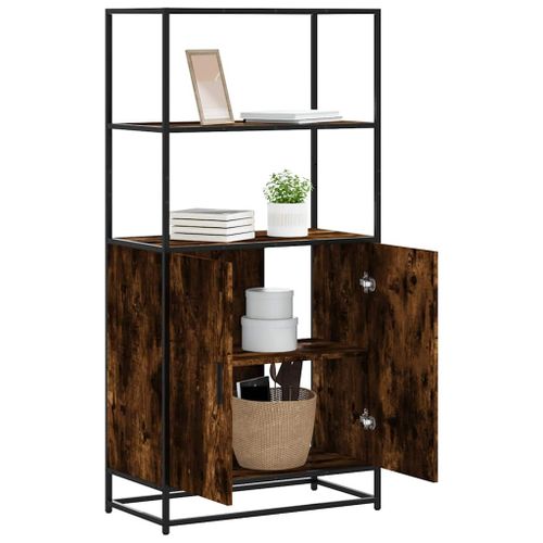 Vidaxl Buffet Haut Chêne Fumé 68x35x139 Cm Bois D'ingénierie Métal