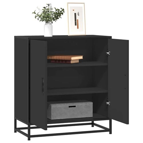 Vidaxl Buffet Noir 68x35x76 Cm Bois D'ingénierie Et Métal