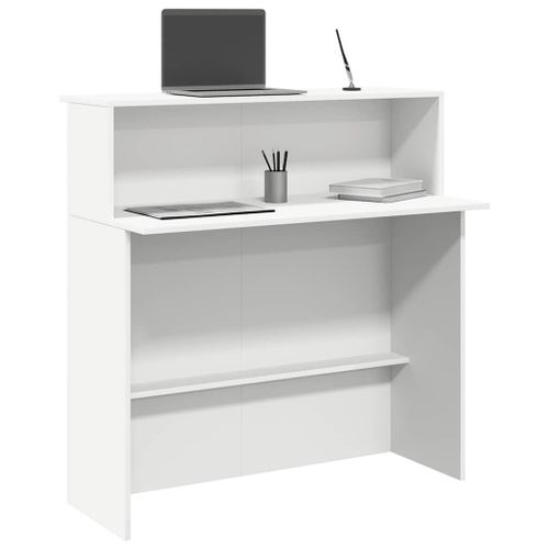 Vidaxl Bureau De Réception Blanc 100x50x103,5 Cm Bois D'ingénierie