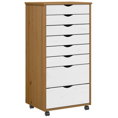 Vidaxl Armoire Roulante Avec Tiroirs Moss Bois De Pin Marron Miel