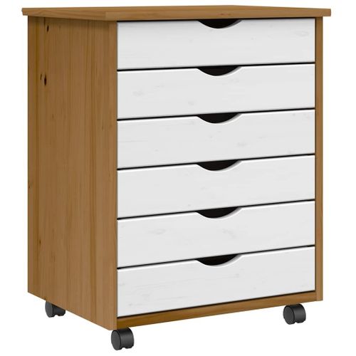 Vidaxl Armoire Roulante Avec Tiroirs Moss Bois De Pin Marron Miel