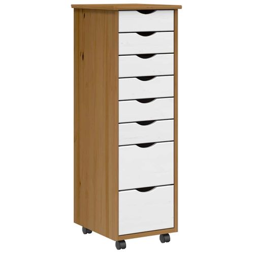 Vidaxl Armoire Roulante Avec Tiroirs Moss Bois De Pin Marron Miel