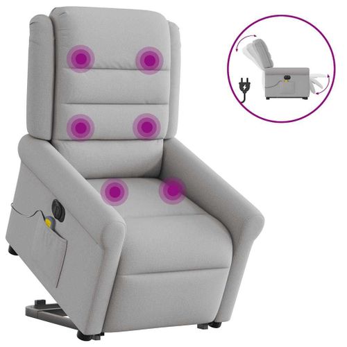 Vidaxl Fauteuil Inclinable De Massage Électrique Gris Nuage Tissu