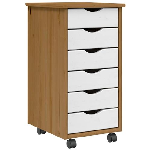 Vidaxl Armoire Roulante Avec Tiroirs Moss Bois De Pin Marron Miel