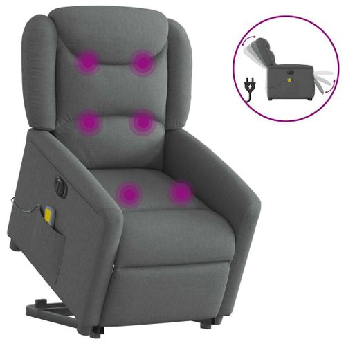 Vidaxl Fauteuil Inclinable De Massage Électrique Gris Foncé Tissu
