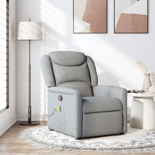Vidaxl Fauteuil De Massage Inclinable Gris Clair Tissu