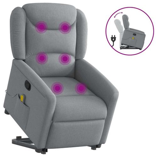 Vidaxl Fauteuil De Massage Inclinable Gris Clair Tissu