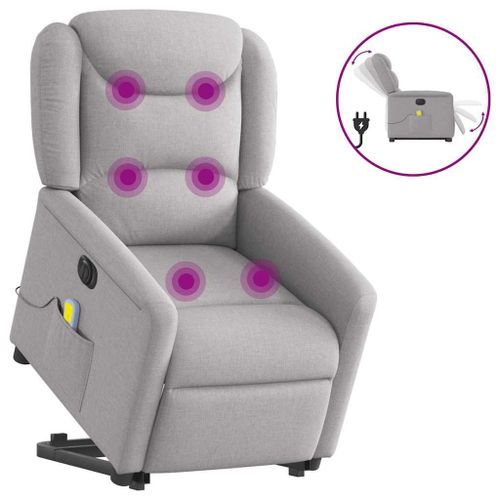 Vidaxl Fauteuil Inclinable De Massage Électrique Gris Nuage Tissu