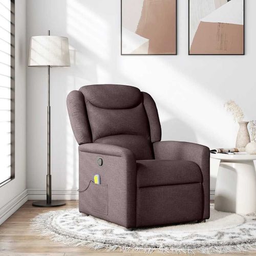 Vidaxl Fauteuil De Massage Inclinable Marron Foncé Tissu