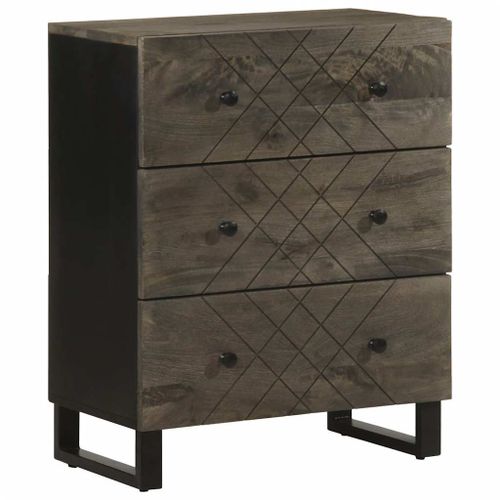 Vidaxl Buffet Noir 60x33x75 Cm Bois Massif De Manguier