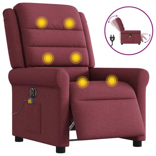 Vidaxl Fauteuil De Massage Inclinable Électrique Rouge Bordeaux Tissu