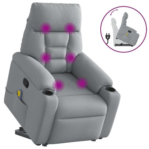 Vidaxl Fauteuil De Massage Inclinable Gris Clair Tissu