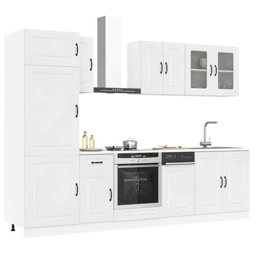 Vidaxl Ensemble D'armoires De Cuisine 8 Pcs Kalmar Blanc Brillant