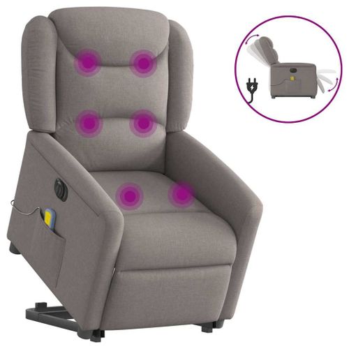 Vidaxl Fauteuil Inclinable De Massage Électrique Taupe Tissu