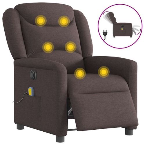 Vidaxl Fauteuil De Massage Inclinable Électrique Marron Foncé Tissu