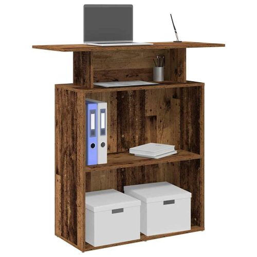 Vidaxl Bureau De Réception Vieux Bois 100x40x104 Cm Bois D'ingénierie
