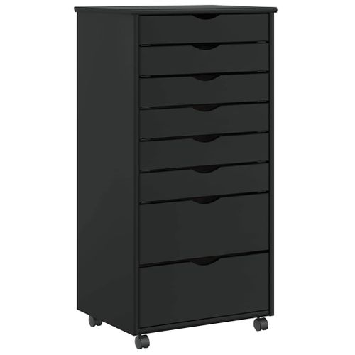 Vidaxl Armoire Roulante Avec Tiroirs Moss Noir Bois De Pin Solide