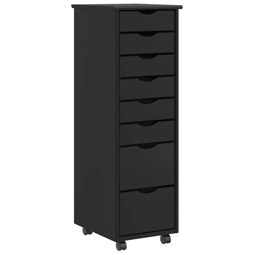 Vidaxl Armoire Roulante Avec Tiroirs Moss Noir Bois De Pin Solide