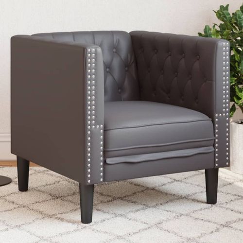 Vidaxl Fauteuil Chesterfield Gris Similicuir