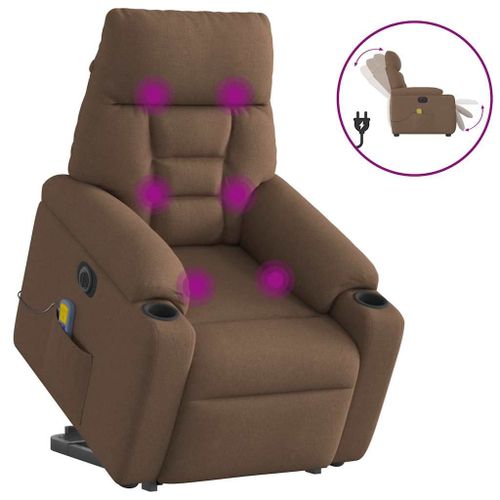 Vidaxl Fauteuil Inclinable De Massage Électrique Marron Tissu