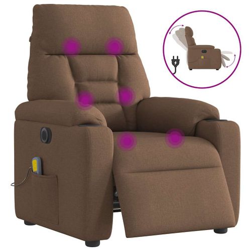 Vidaxl Fauteuil Inclinable De Massage Électrique Marron Tissu