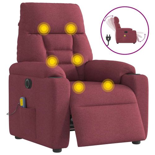 Vidaxl Fauteuil De Massage Inclinable Électrique Rouge Bordeaux Tissu