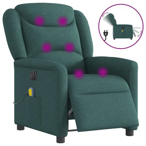 Vidaxl Fauteuil De Massage Inclinable Électrique Vert Foncé Tissu