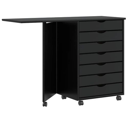 Vidaxl Armoire Roulante Avec Bureau Moss Noir Bois De Pin Solide