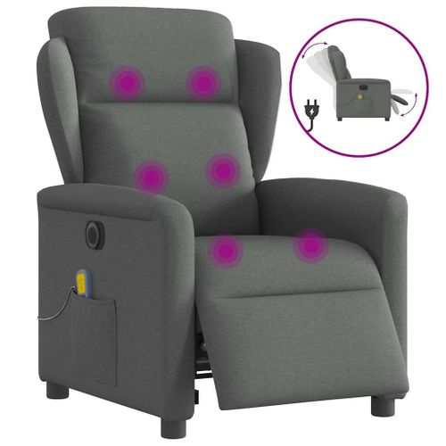 Vidaxl Fauteuil Inclinable De Massage Électrique Gris Foncé Tissu