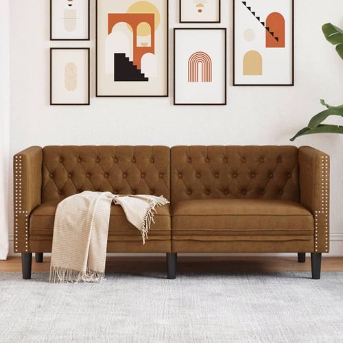 Vidaxl Canapé À 2 Places Chesterfield Marron Similicuir Daim