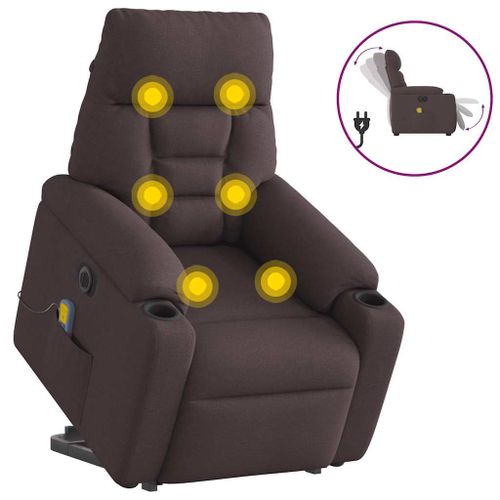 Vidaxl Fauteuil Inclinable De Massage Électrique Marron Foncé Tissu