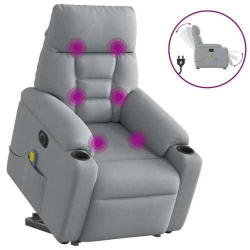 Vidaxl Fauteuil Inclinable De Massage Électrique Gris Clair Tissu