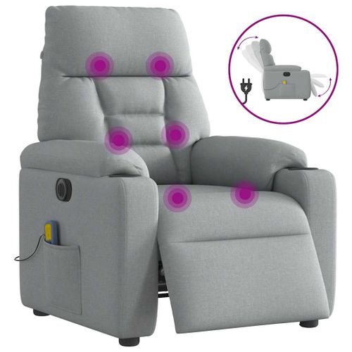 Vidaxl Fauteuil De Massage Inclinable Électrique Gris Clair Tissu