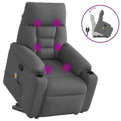 Vidaxl Fauteuil De Massage Inclinable Gris Foncé Tissu