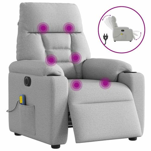 Vidaxl Fauteuil De Massage Inclinable Électrique Gris Nuage Tissu