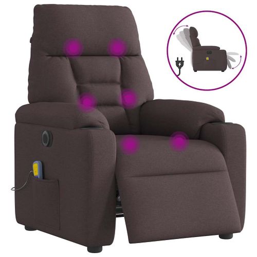 Vidaxl Fauteuil De Massage Inclinable Électrique Marron Foncé Tissu