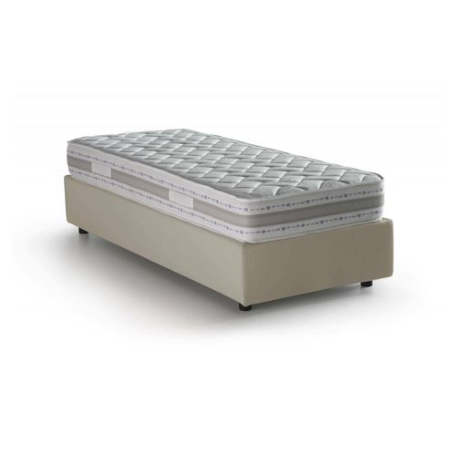 Lit Simple En Tissu Beige 80x190 Cm