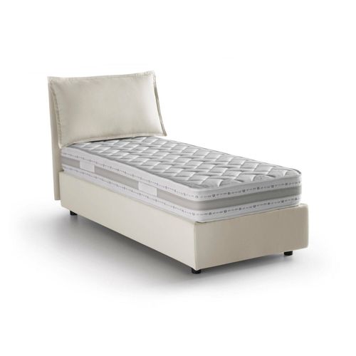 Lit Simple En Tissu Beige 80x190 Cm
