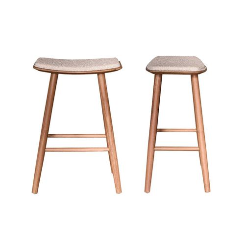 Lot De 2 Tabourets En Teck Massif Assise Bouclette 65 Cm