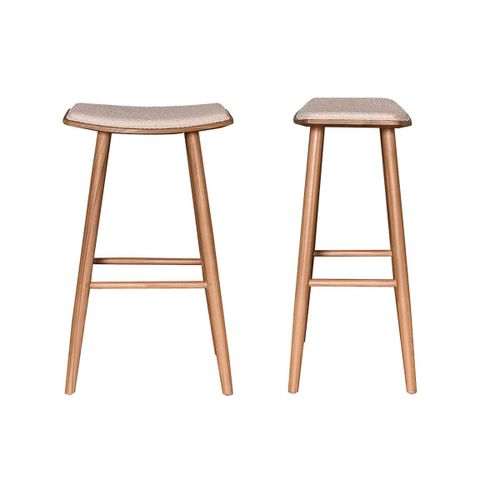 Lot De 2 Tabourets En Teck Massif Assise Bouclette 75 Cm