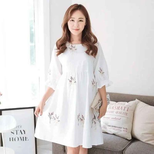 Alterwear-Robe D'été À Manches Trois-Quarts,Grande Taille,Mi-Longue,Style Coréen,Petite Robe Florale,2024