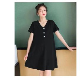 Mn Alterclothes-Robe Mi-Longue À Col En V Pour Femme,Vêtements D'été Décontractés,Version Coréenne À La Mode