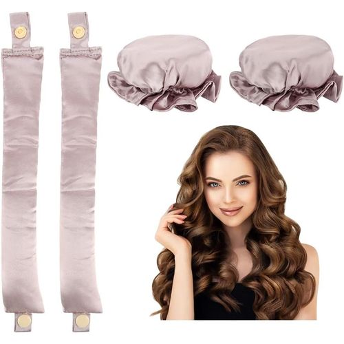 Ensemble Comprenant Des Bigoudis Et Un Cordon En Satin - Bouclez Vos Cheveux Pendant La Nuit Violet Clair