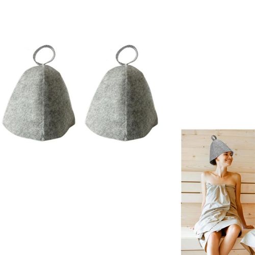Chapeau De Sauna En Feutre, Accessoires De Bain En Feutre, Paquet De 2 Gris