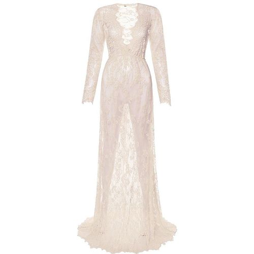 Robe Maxi En Dentelle Pour Femme Enceinte,Fendue Sur Le Devant,Longue,Multicolore,Accessoire De Photographie,Transparente,Été