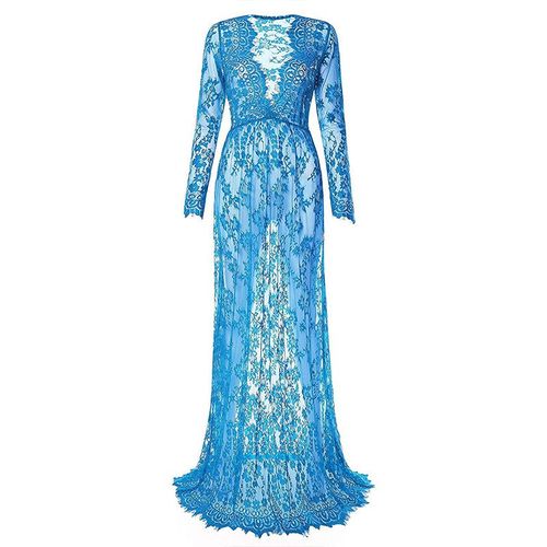 Robe Maxi En Dentelle Pour Femme Enceinte,Fendue Sur Le Devant,Longue,Multicolore,Accessoire De Photographie,Transparente,Été