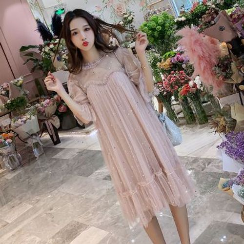 Robe D'été En Coton À Paillettes Pour Femme Enceinte,Tenue Décontractée,Demi Manches,Nouvelle 2023