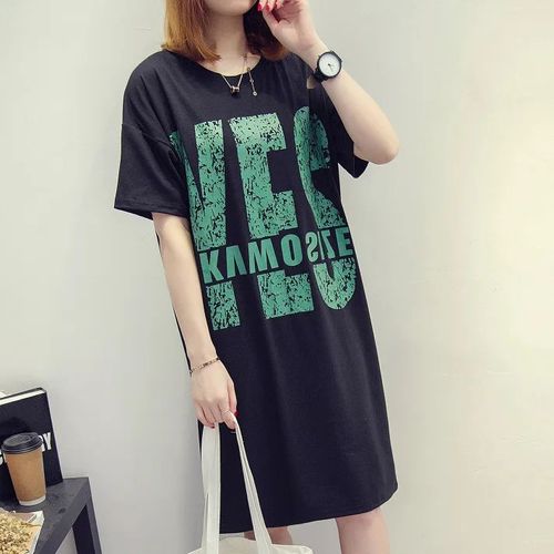 Alterfur S-T-Shirt Mi-Long De Style Coréen Pour Femmes Enceintes,Haut À Col Rond,Couche De Base,Robe D'été
